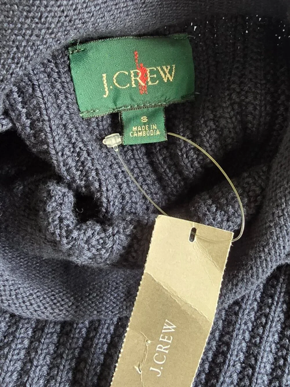 J.Crew Heritage Cotton Shaker Rib Rollneck Sweater NWT Navy Blue Small